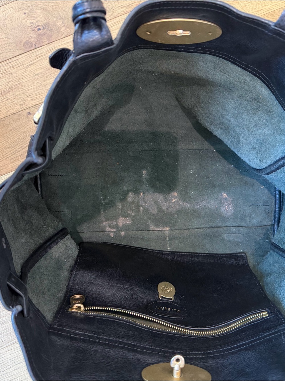 Mulberry Bayswater Black Leather Tote Bag Brass Hardware + Dust Bag — image 7 of 8